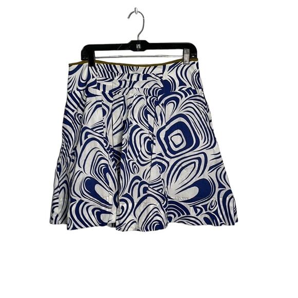 Cabi Blue and White Swirl Print Pleated A Line Skirt Size 6 - Picture 1 of 11